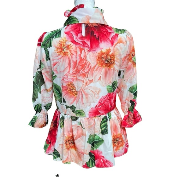 BURRYCO Bold Floral Peplum Blouse & Trouser Set (Size 4) - Picture 5 of 16